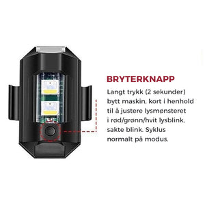 4 farger LED strobelys med USB-lading for drone